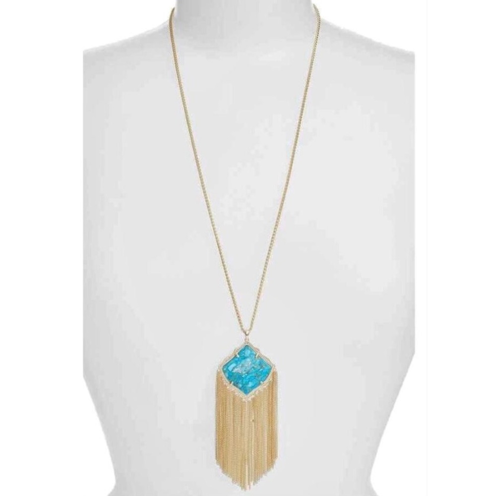 Kendra Scott Kingston Turquoise Tassel Necklace - Picture 1 of 7